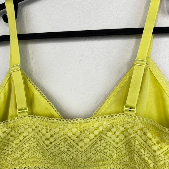 NWT Auden Unlined Long Line Bralette in Lemon Yellow Lace Size Medium Women's - Picture 6 of 7